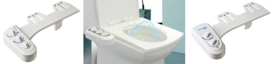 3 images de kit wc. C'est une solution à petit prix pour acheter un abattant japonais. Cet accessoire permet d'avoir un wc lavant pas cher.