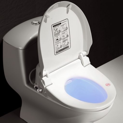 photo montrant l'abattant multifonctions. Ce concept de toilette lavante est un wc japonais électronique