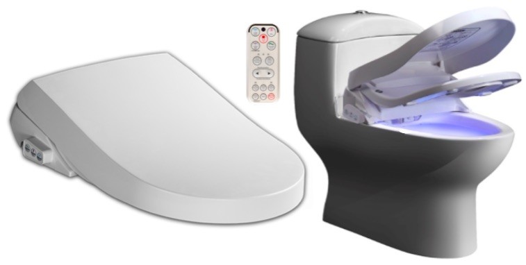 abattant wc japonais lavant séchant avec télécommande à poser sur un cuvette standard