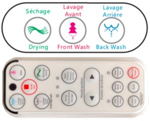 l'abattant wc japonais à télécommande peut aussi se contrôler avec une platine latérale.