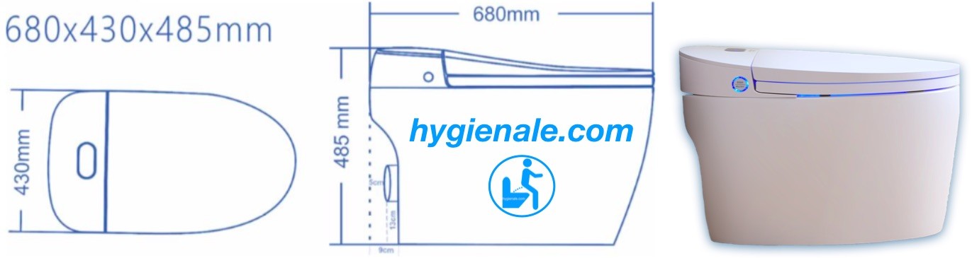 Schéma des dimensions du WC monobloc japonais 