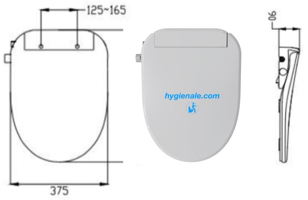 dimensions de l'abattant chauffant japonais pour installation sur un wc