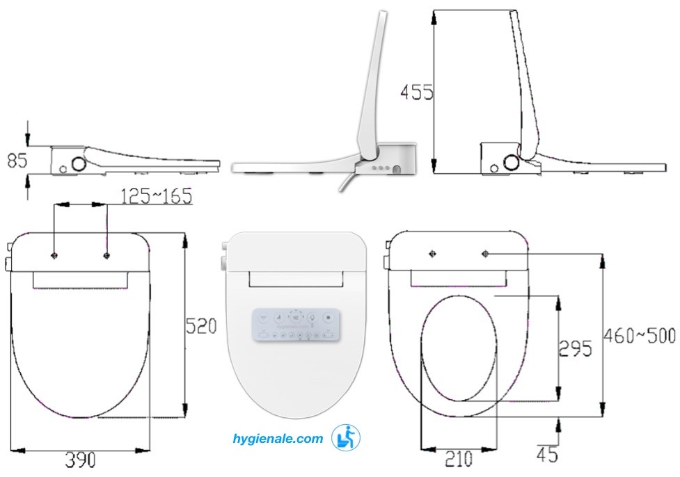 les dimensions d'un abattant toilette à télécommande
