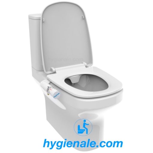 Photo d'un wc avec un kit wc japonais. Faire un achat kit toilette japonaise, c'est profiter d'un bidet intégré sur la cuvette de son sanitaire pour une parfaite hygiène intime.