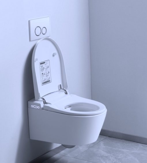 photo du wc japonais suspendu avec son abattant ouvert