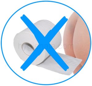 Stopper le papier wc pour s'essuyer les fesses.